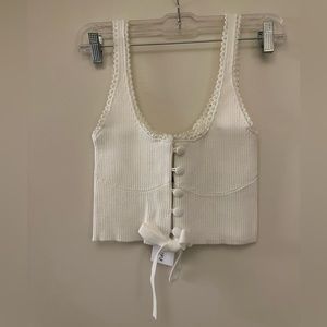 For Love and Lemons Cropped Knit Tank in Ivory